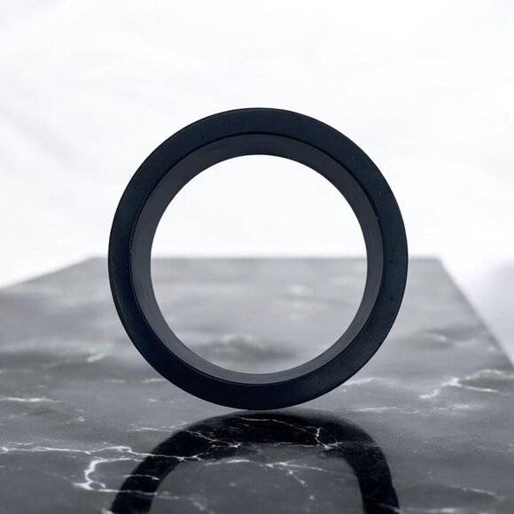 Dark Resin Bangle with Abstract Organic Inlays - Boho Statement Bracelet - Picture 3 of 4